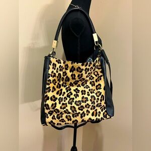 Mondo Borse Leopard Print Tote Bag with Black Accents, made in Italy
